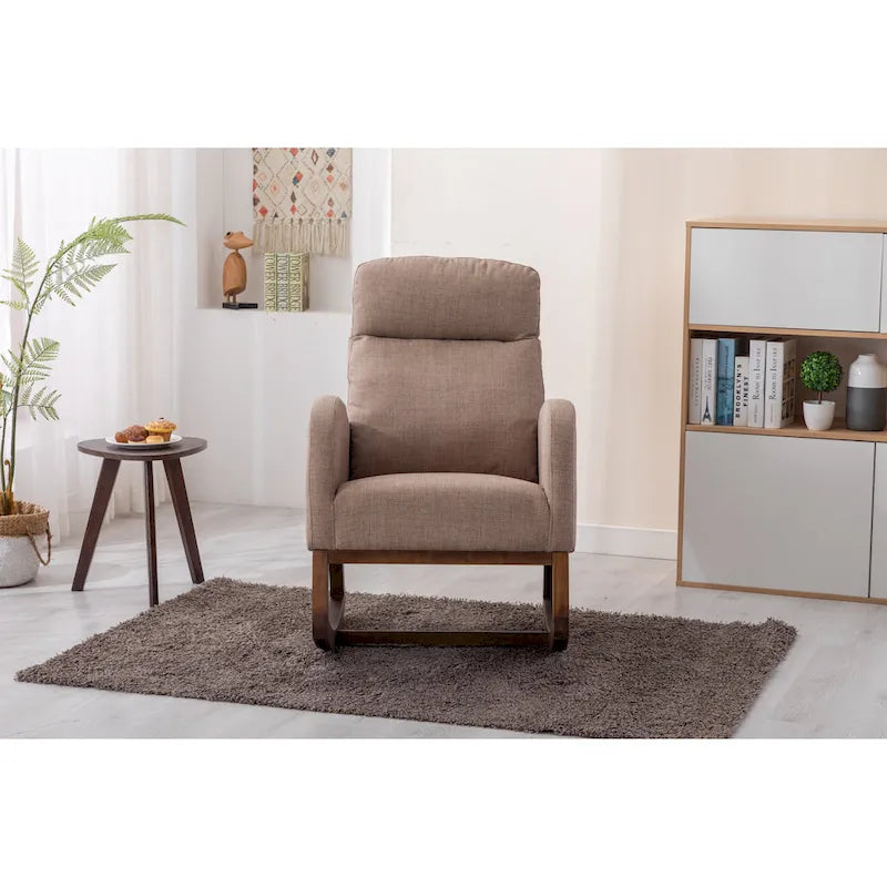 Fauteuil à bascule rembourré à dossier haut