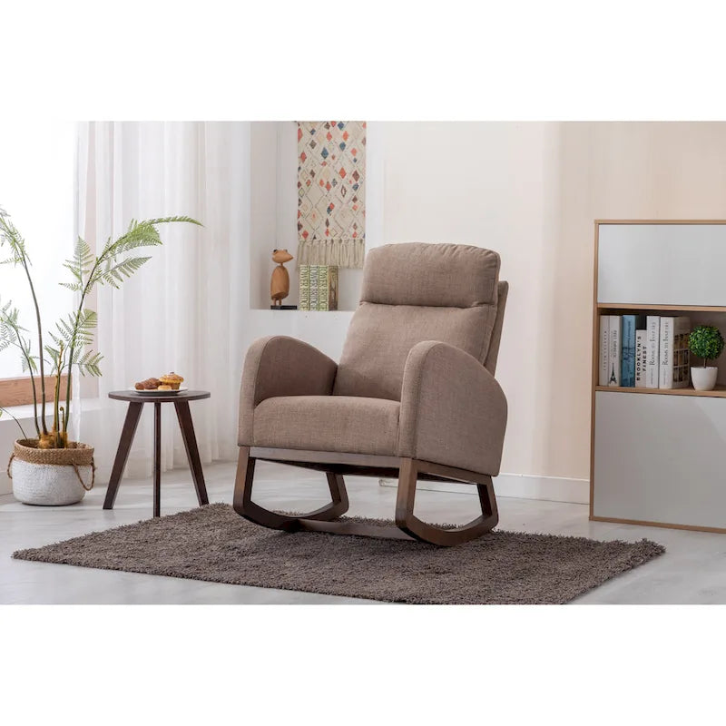 Fauteuil à bascule rembourré à dossier haut