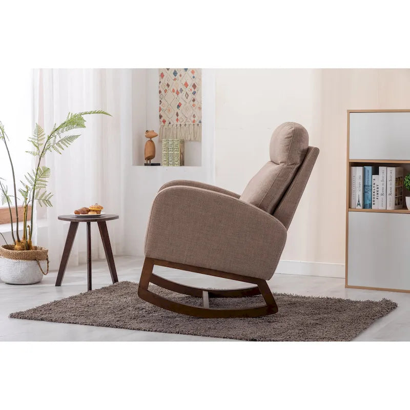 Fauteuil à bascule rembourré à dossier haut