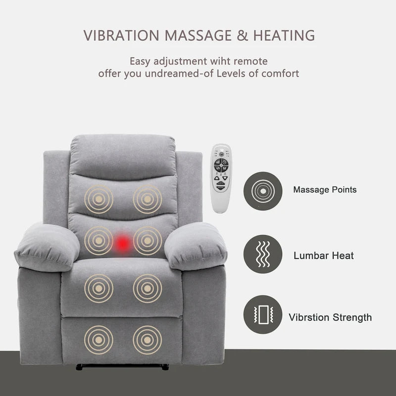 Fauteuil inclinable électrique avec fonction chauffante et massante