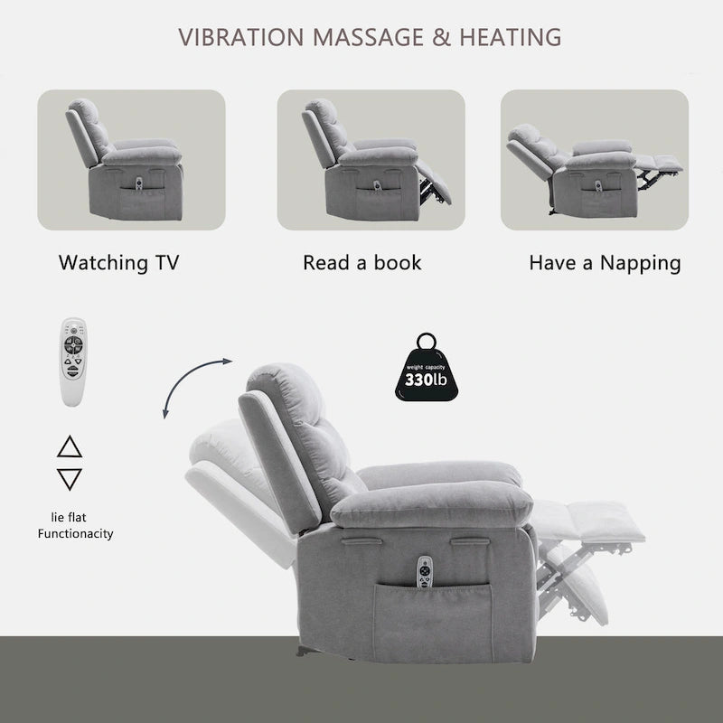 Fauteuil inclinable électrique avec fonction chauffante et massante
