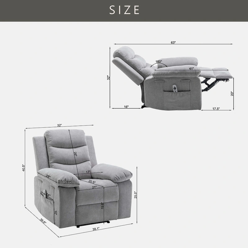 Fauteuil inclinable électrique avec fonction chauffante et massante