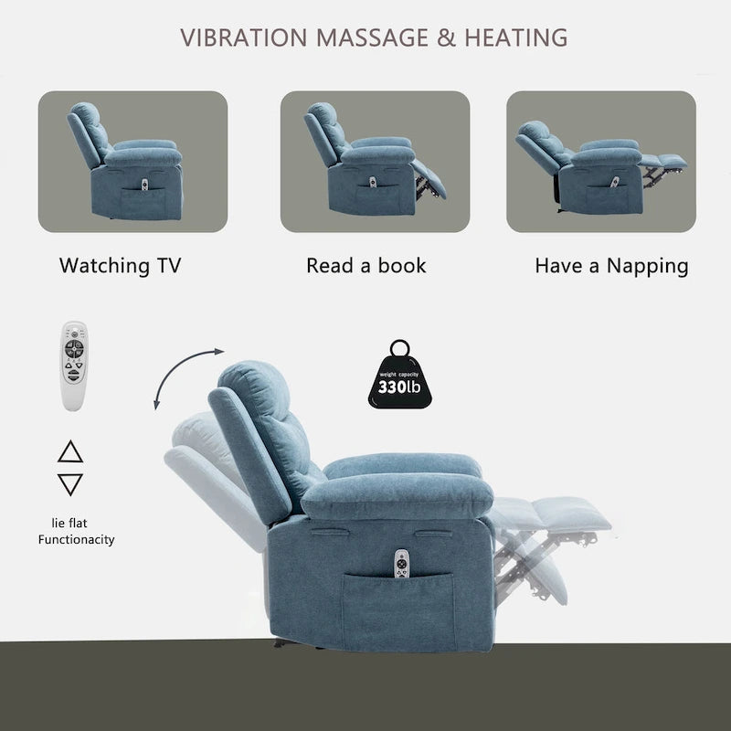 Fauteuil inclinable électrique avec fonction chauffante et massante