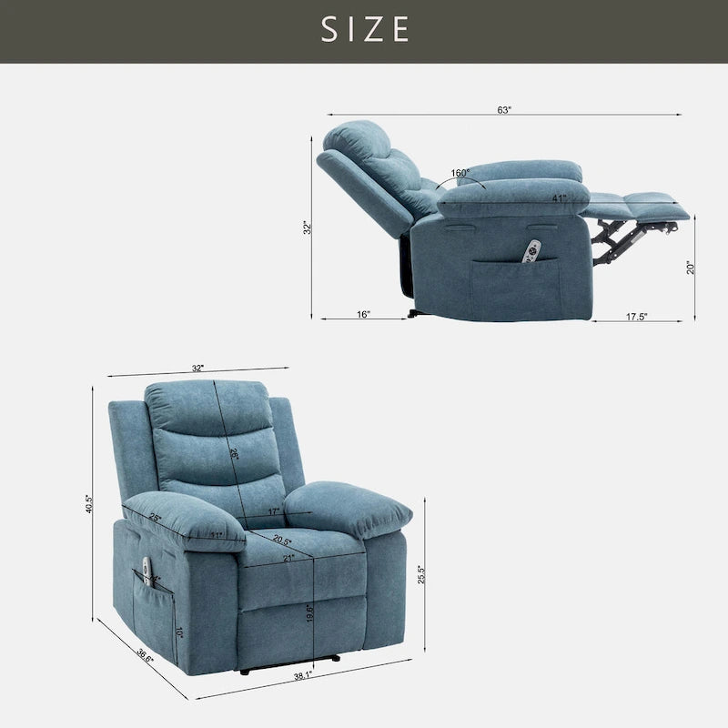 Fauteuil inclinable électrique avec fonction chauffante et massante