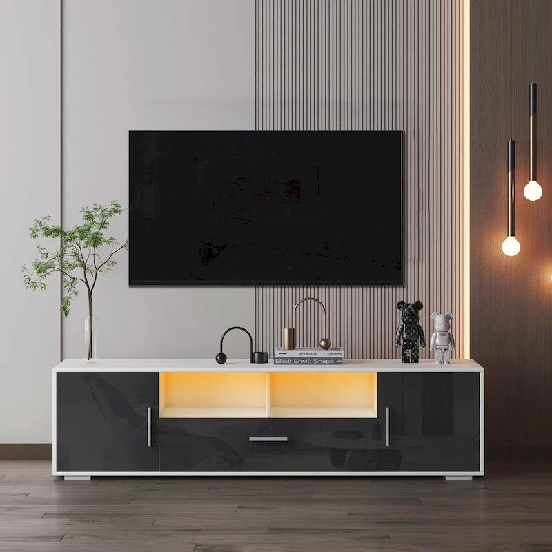 Meuble TV avec lumières LED et télécommande, compatible avec les téléviseurs jusqu'à 65 pouces