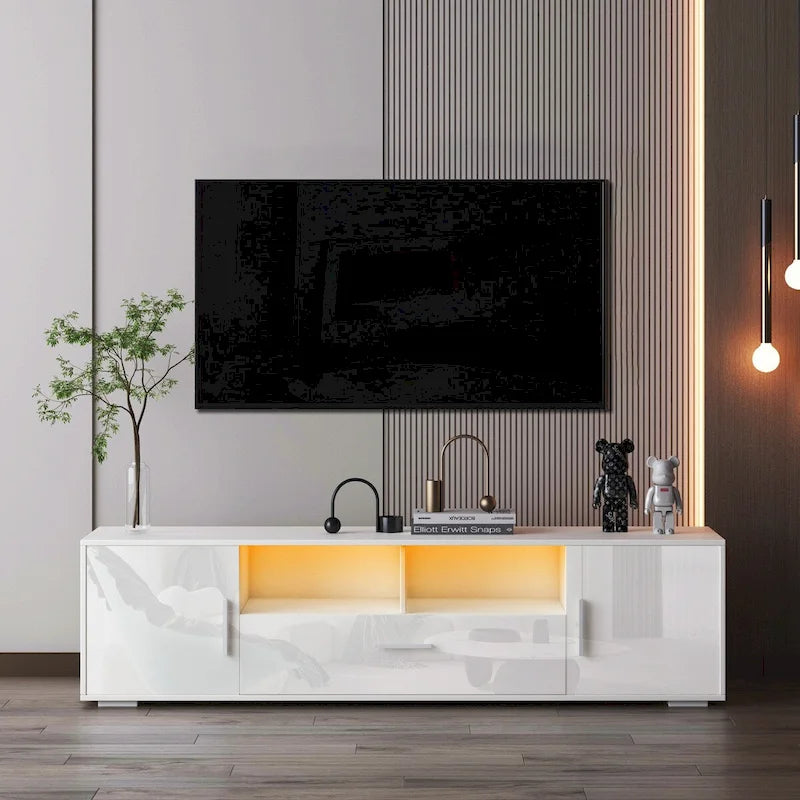 Meuble TV avec lumières LED et télécommande, compatible avec les téléviseurs jusqu'à 65 pouces