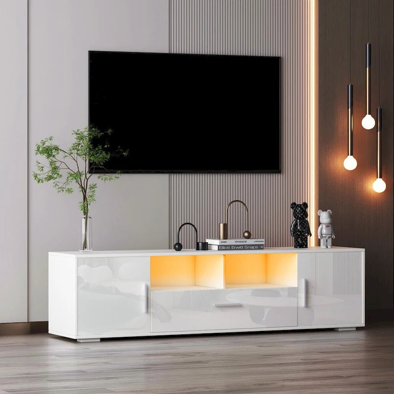 Meuble TV avec lumières LED et télécommande, compatible avec les téléviseurs jusqu'à 65 pouces