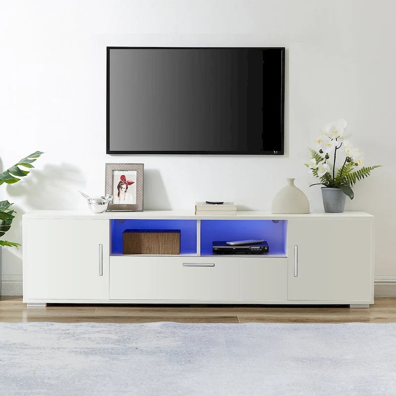 Meuble TV avec lumières LED et télécommande, compatible avec les téléviseurs jusqu'à 65 pouces