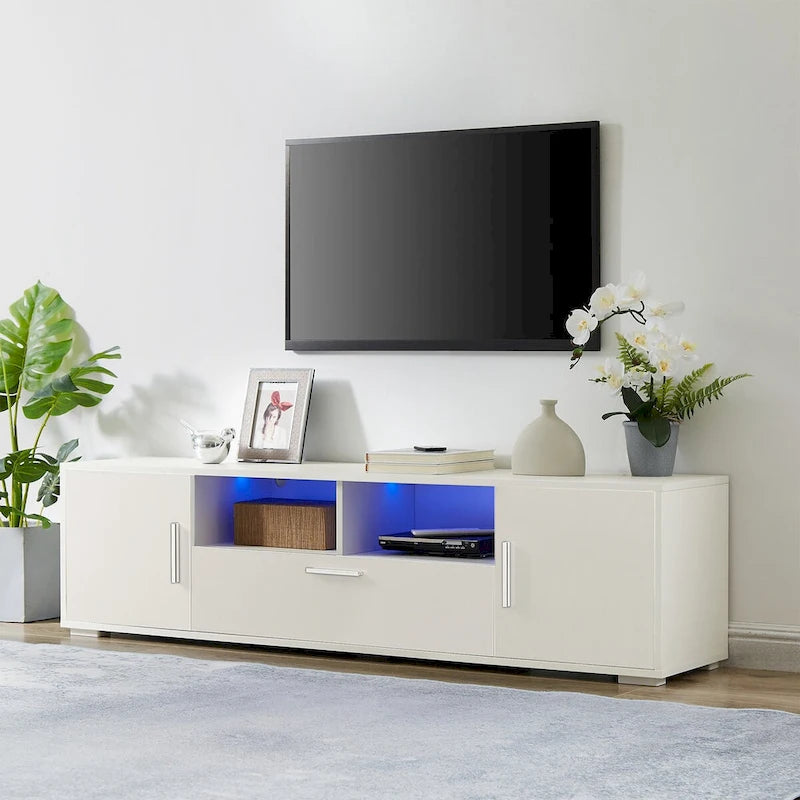 Meuble TV avec lumières LED et télécommande, compatible avec les téléviseurs jusqu'à 65 pouces