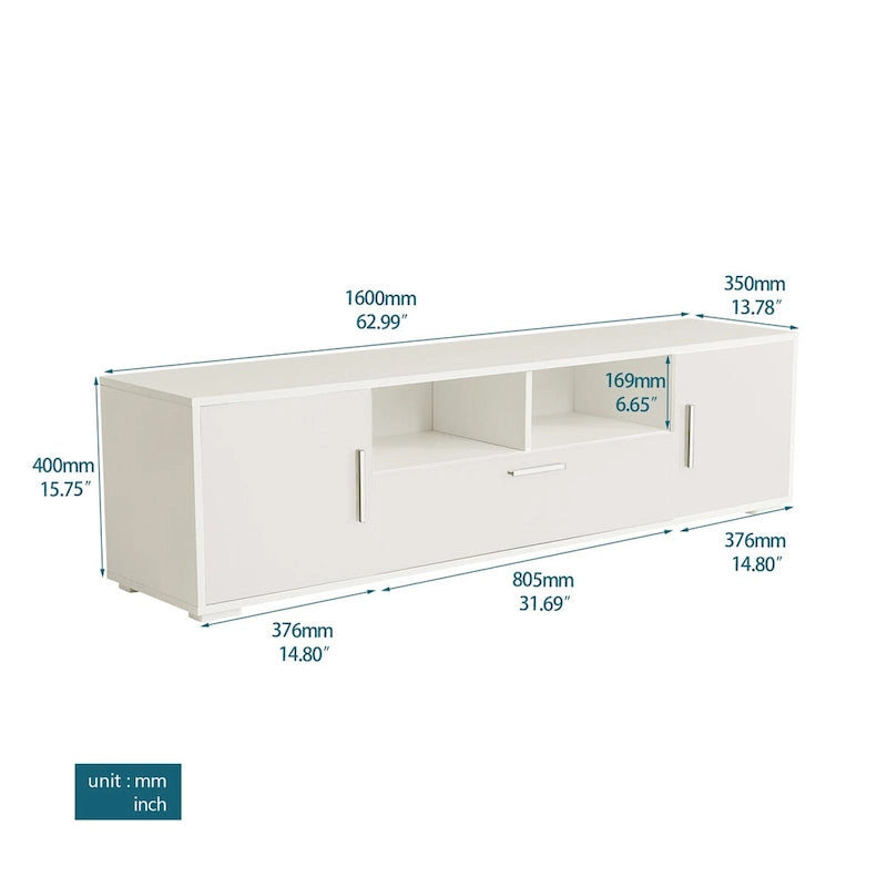 Meuble TV avec lumières LED et télécommande, compatible avec les téléviseurs jusqu'à 65 pouces