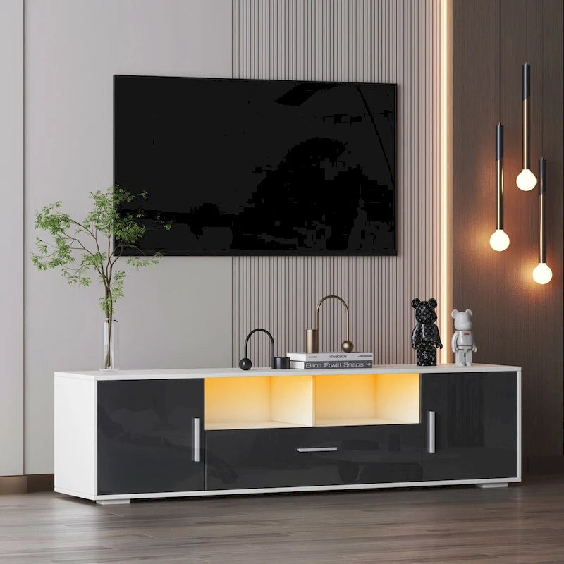 Meuble TV avec lumières LED et télécommande, compatible avec les téléviseurs jusqu'à 65 pouces