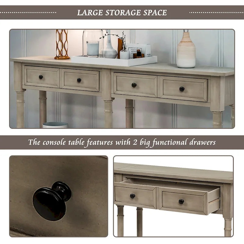 Console avec 2 tiroirs et étagère inférieure