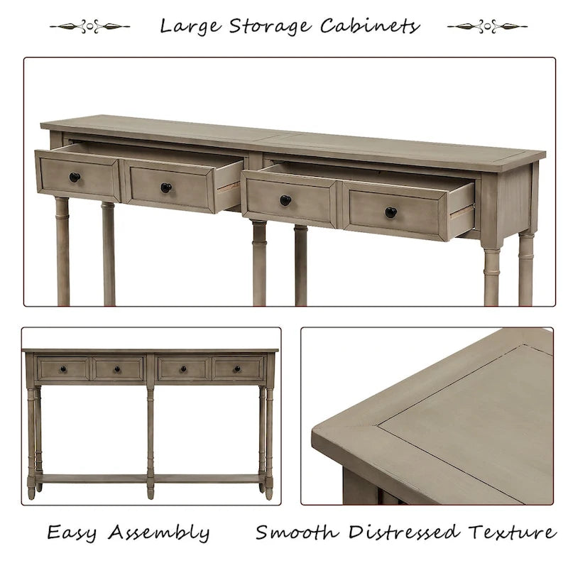 Console avec 2 tiroirs et étagère inférieure