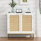 Bahut en rotin blanc avec placard de rangement