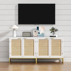 Bahut en rotin blanc avec placard de rangement