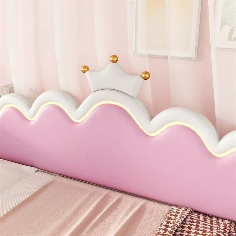 Lit de repos extensible du jumeau au grand lit avec lumières LED et tête de lit couronnée