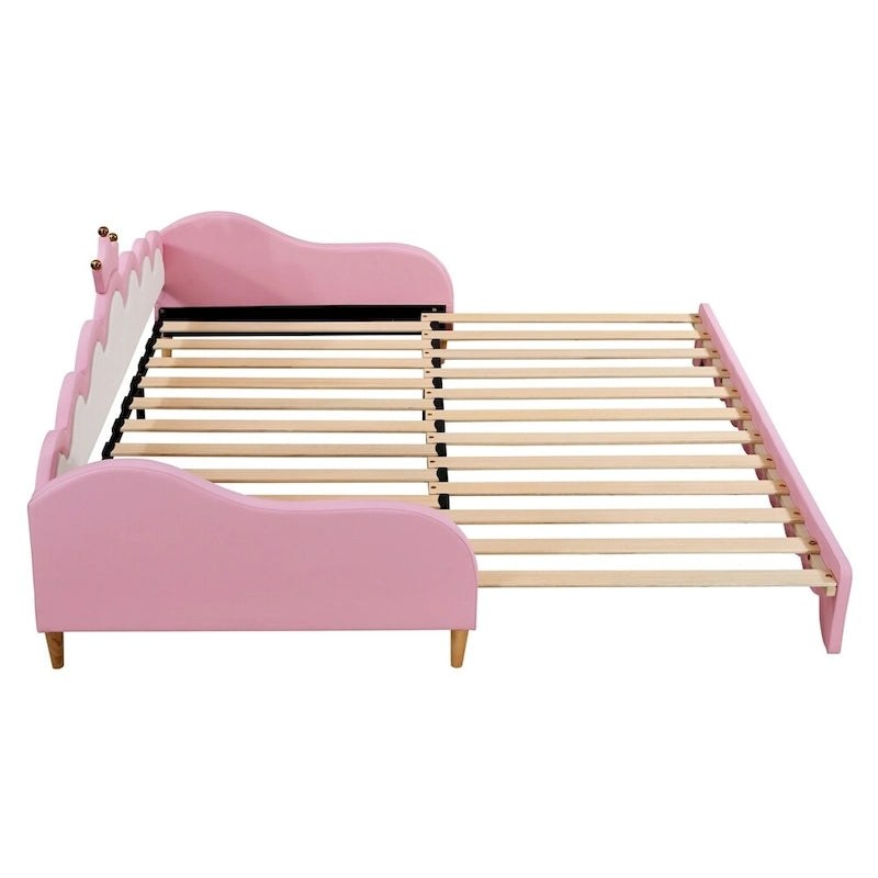 Lit de repos extensible du jumeau au grand lit avec lumières LED et tête de lit couronnée