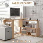 Bureau d'angle en L avec étagère bibliothèque