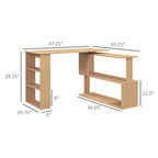 Bureau d'angle en L avec étagère bibliothèque