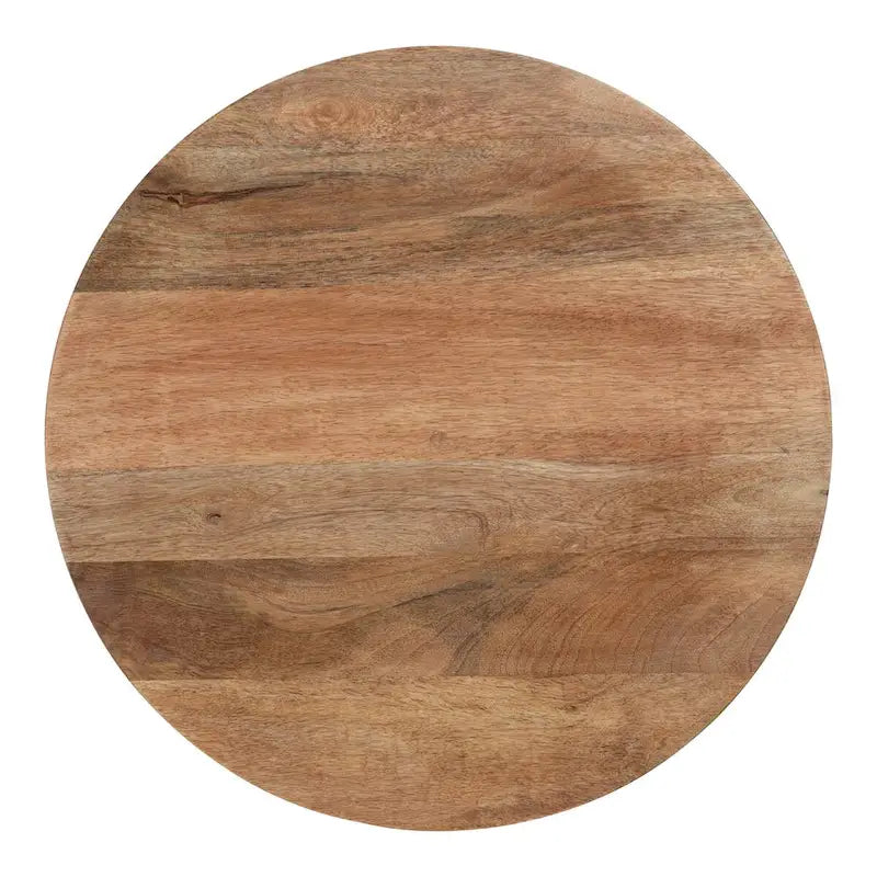 Table d'appoint ronde à deux niveaux avec plateaux en bois de manguier et pieds en métal - 48x48x63,5 cm