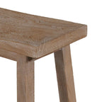 Banc en bois massif avec assise incurvée et piètement oblique – Marron antique