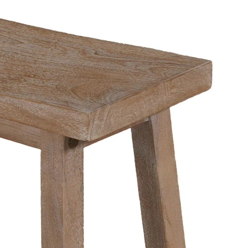 Banc en bois massif avec assise incurvée et piètement oblique – Marron antique