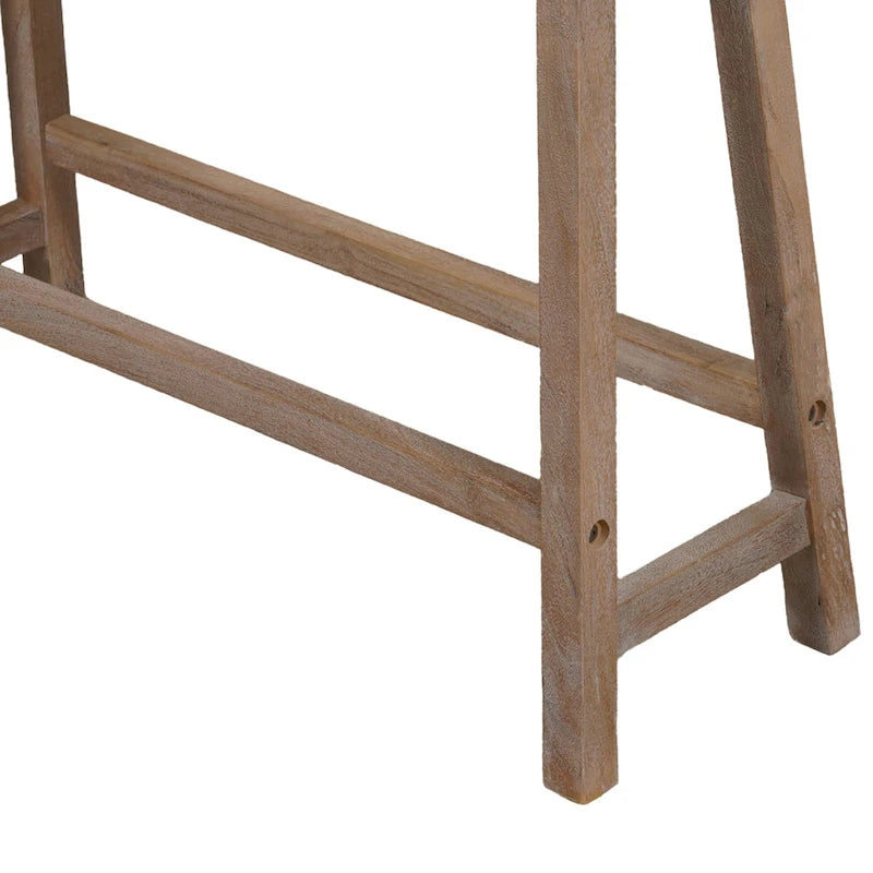 Banc en bois massif avec assise incurvée et piètement oblique – Marron antique