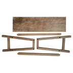 Banc en bois massif avec assise incurvée et piètement oblique – Marron antique