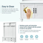 Meuble d'entrée avec armoire de rangement, 2 tiroirs, banc et 5 patères