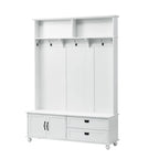 Meuble d'entrée avec armoire de rangement, 2 tiroirs, banc et 5 patères