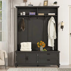 Meuble d'entrée avec armoire de rangement, 2 tiroirs, banc et 5 patères