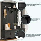 Meuble d'entrée avec armoire de rangement, 2 tiroirs, banc et 5 patères