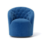 Fauteuil pivotant rond en velours avec dossier capitonné