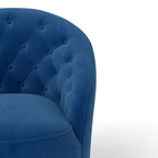 Fauteuil pivotant rond en velours avec dossier capitonné