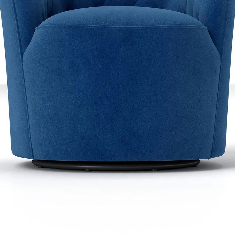 Fauteuil pivotant rond en velours avec dossier capitonné