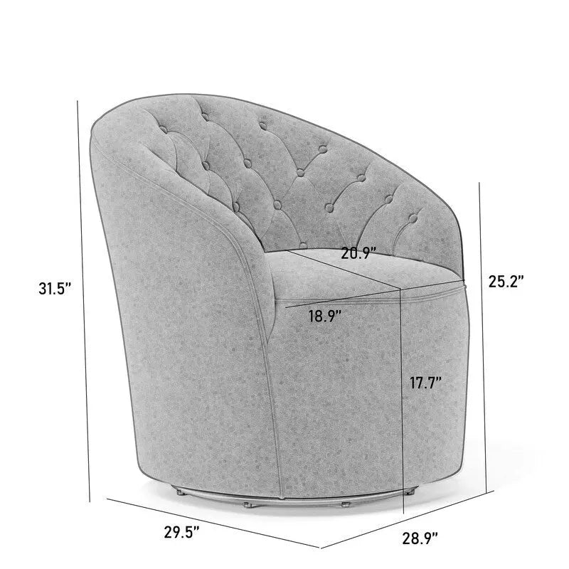 Fauteuil pivotant rond en velours avec dossier capitonné