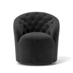Fauteuil pivotant rond en velours avec dossier capitonné