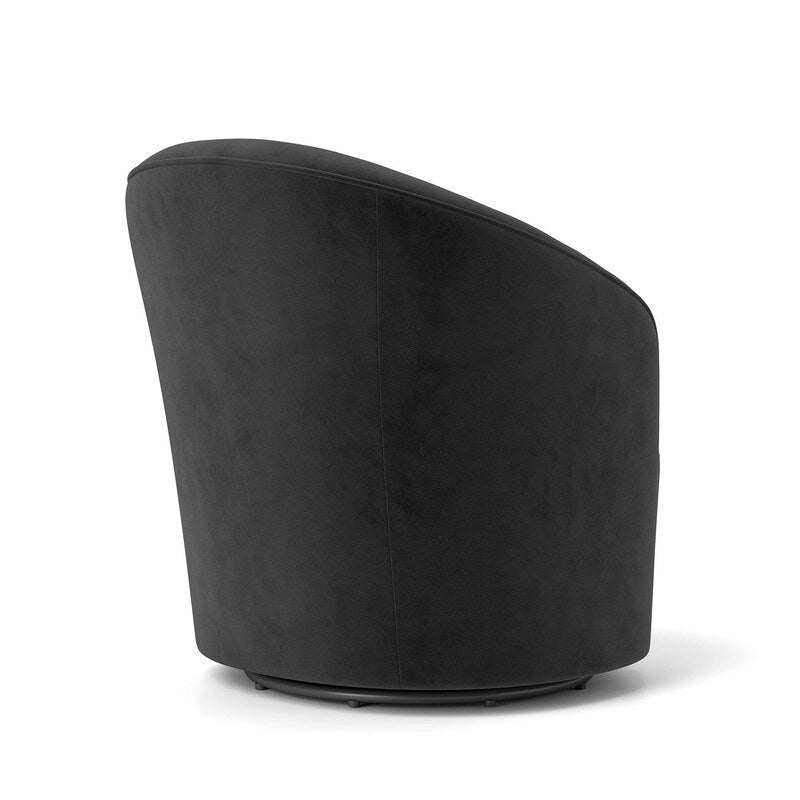 Fauteuil pivotant rond en velours avec dossier capitonné