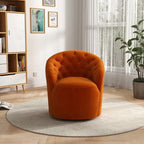 Fauteuil pivotant rond en velours avec dossier capitonné