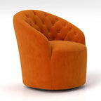 Fauteuil pivotant rond en velours avec dossier capitonné