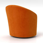 Fauteuil pivotant rond en velours avec dossier capitonné