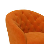 Fauteuil pivotant rond en velours avec dossier capitonné