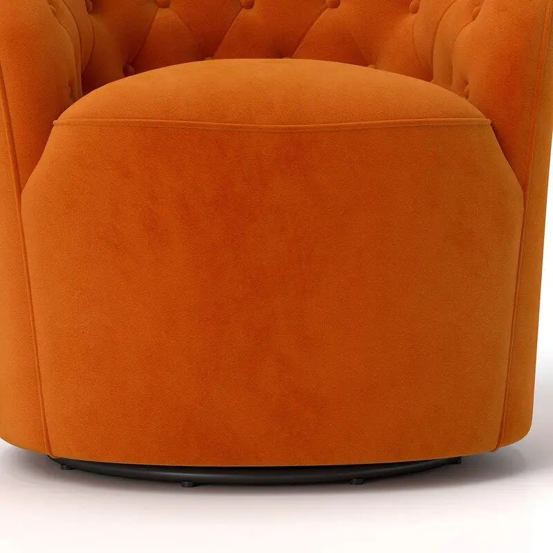 Fauteuil pivotant rond en velours avec dossier capitonné
