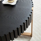 Table basse ronde tambour, 80 cm, plateau MDF avec pieds en acier inoxydable, noir