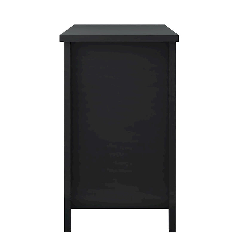 Meuble de rangement à 6 tiroirs en bois massif noir pour entrée