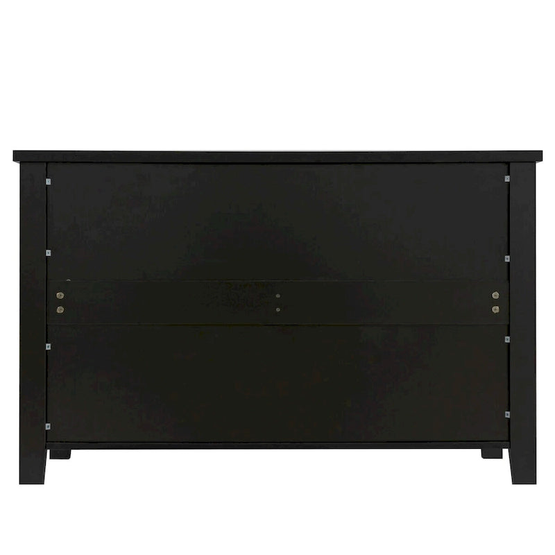 Meuble de rangement à 6 tiroirs en bois massif noir pour entrée