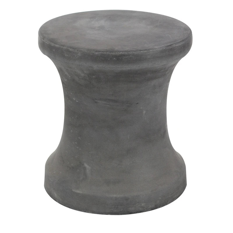 Table d'appoint d'extérieur en fibre d'argile et céramique en forme de sablier - Blanche ou Noire