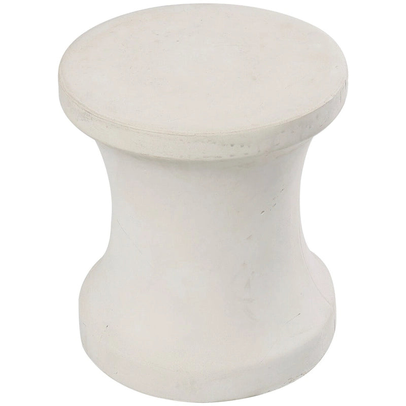 Table d'appoint d'extérieur en fibre d'argile et céramique en forme de sablier - Blanche ou Noire