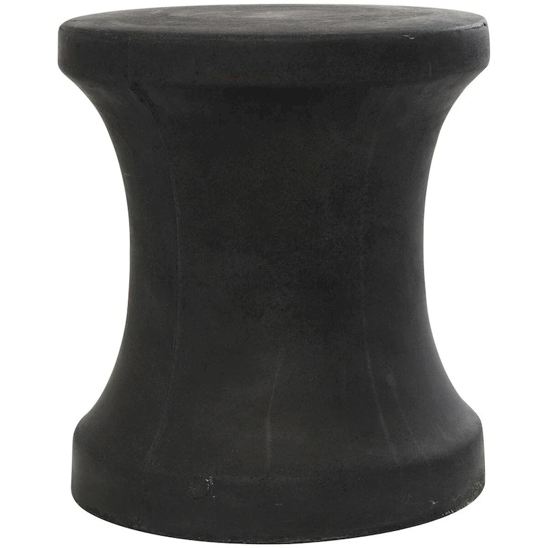Table d'appoint d'extérieur en fibre d'argile et céramique en forme de sablier - Blanche ou Noire