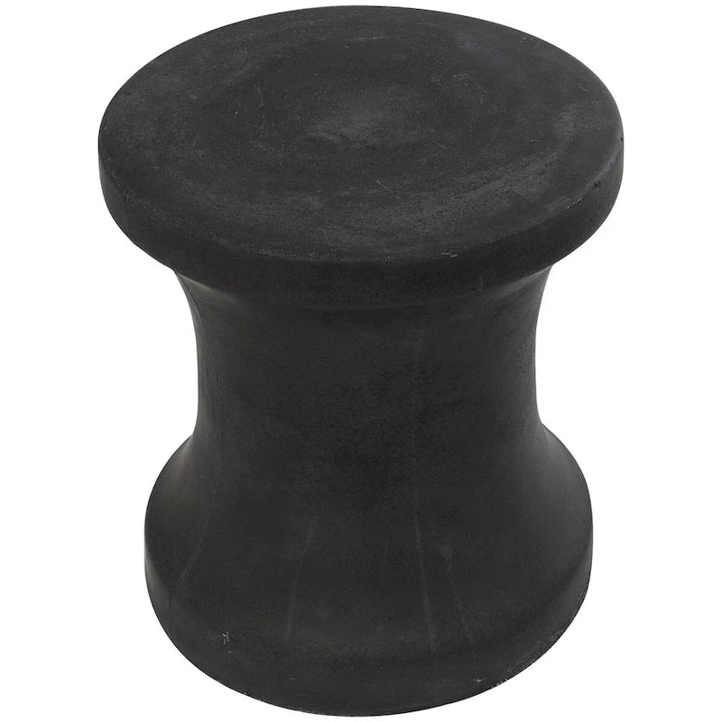 Table d'appoint d'extérieur en fibre d'argile et céramique en forme de sablier - Blanche ou Noire